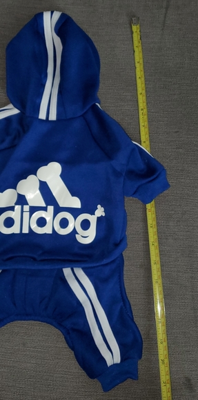 Blue Adidog Hoodie Outfit for dogs. - Picture 6 of 6